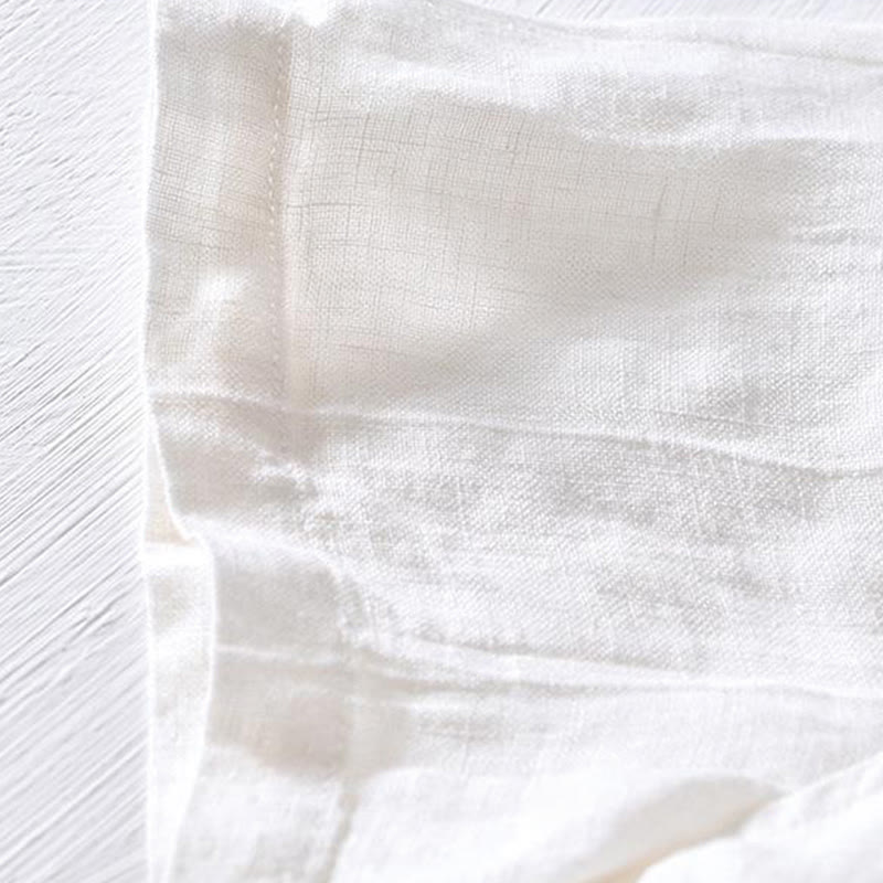 Camicia da uomo in lino con risvolto e mezza abbottonatura, a maniche corte, con design semplice, motivo Buddha Stones - image 8