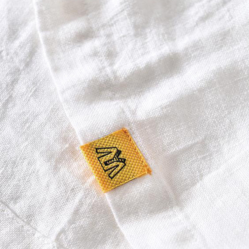 Camicia da uomo in lino con risvolto e mezza abbottonatura, a maniche corte, con design semplice, motivo Buddha Stones - image 10