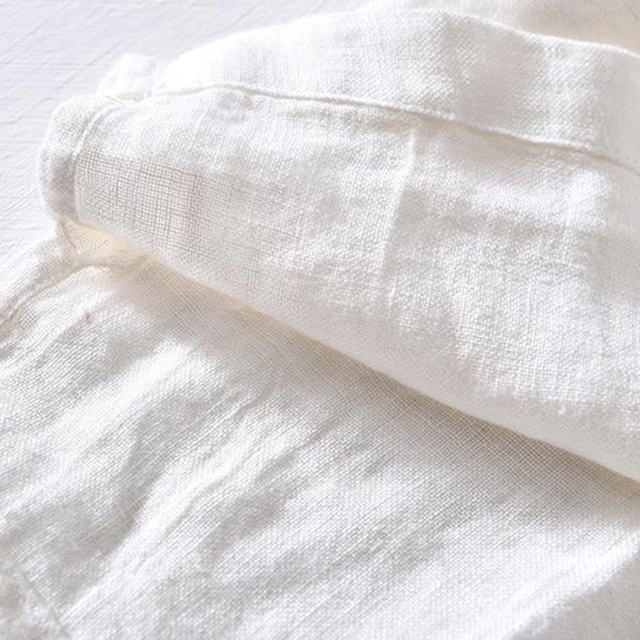 Camicia da uomo in lino con risvolto e mezza abbottonatura, a maniche corte, con design semplice, motivo Buddha Stones - image 9