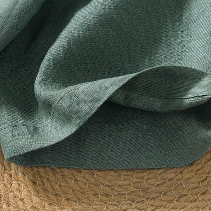 Camicia da uomo in lino a maniche corte con scollo a V e stampa Buddha Stones Casual - image 14