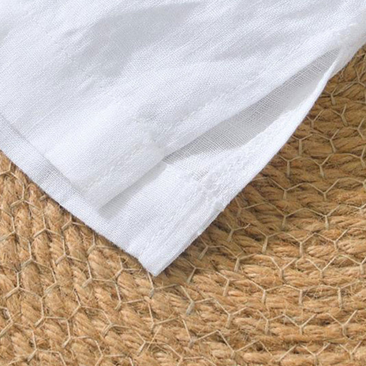 Camicia da uomo in lino a maniche corte con scollo a V e stampa Buddha Stones Casual - image 25