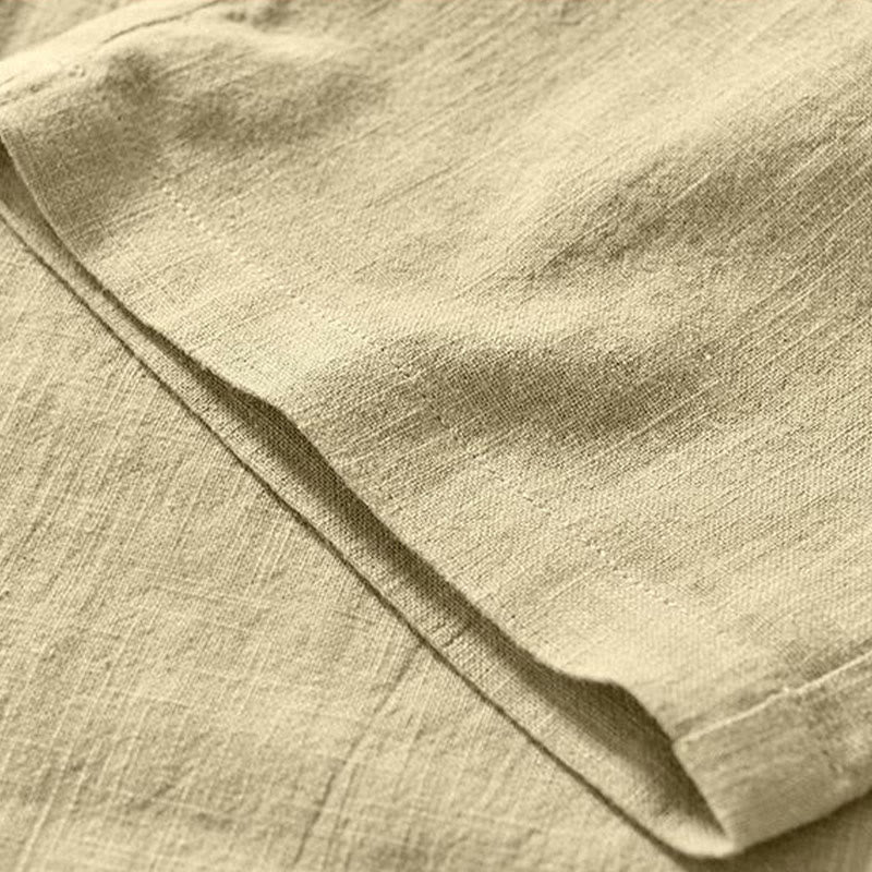 Pantaloni da uomo in lino e cotone con tasche, versatili e casual, con coulisse, lunghezza 7-8, Buddha Stones