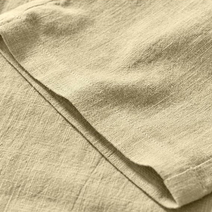 Pantaloni da uomo in lino e cotone con tasche, versatili e casual, con coulisse, lunghezza 7-8, Buddha Stones
