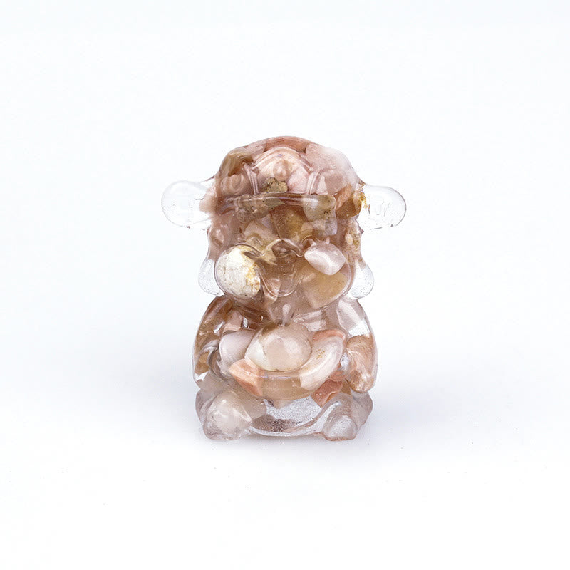 Buddha Stones Dio della ricchezza Ametista Cristallo Resina Energia Fortuna Decorazione della casa - Agata Sakura 5,6*4,7*3,5 cm - image 9