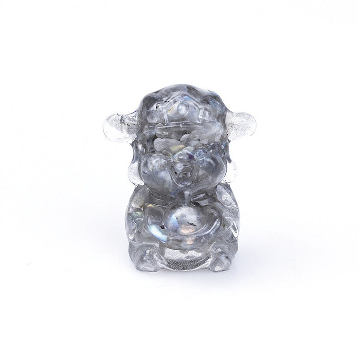 Buddha Stones Dio della ricchezza Ametista Cristallo Resina Energia Fortuna Decorazione della casa - Labradorite 5,6*4,7*3,5 cm - image 23