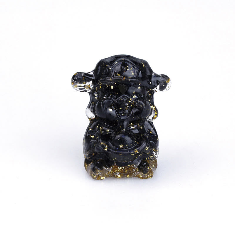 Buddha Stones Dio della ricchezza Ametista Cristallo Resina Energia Fortuna Decorazione della casa - Ossidiana nera 5,6*4,7*3,5 cm - image 16