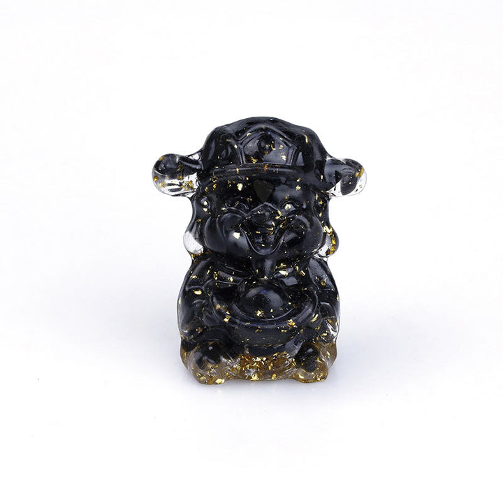 Buddha Stones Dio della ricchezza Ametista Cristallo Resina Energia Fortuna Decorazione della casa - Ossidiana nera 5,6*4,7*3,5 cm - image 16