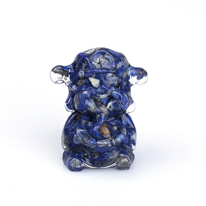 Buddha Stones Dio della ricchezza Ametista Cristallo Resina Energia Fortuna Decorazione della casa - Lazurite 5,6*4,7*3,5 cm - image 29