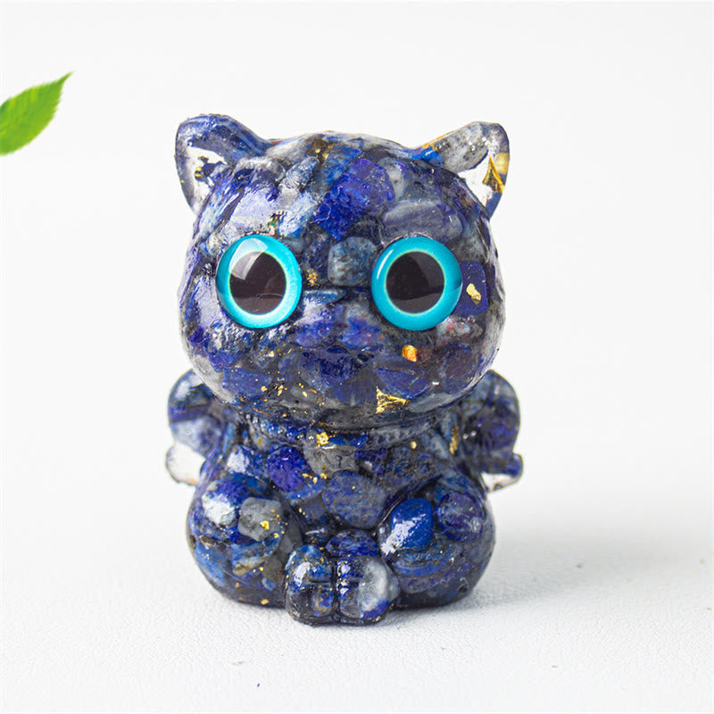 Buddha Stones Gatto carino Lazurite Ametista Ossidiana nera Acquamarina Cristallo Resina Decorazione positiva per la casa - image 2
