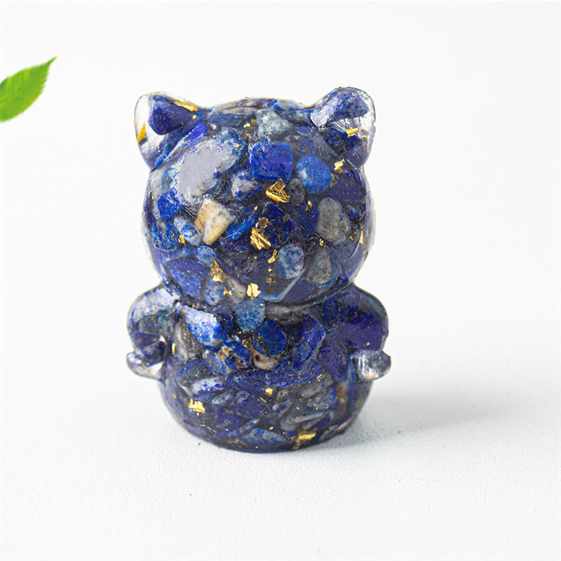 Buddha Stones Gatto carino Lazurite Ametista Ossidiana nera Acquamarina Cristallo Resina Decorazione positiva per la casa - image 4
