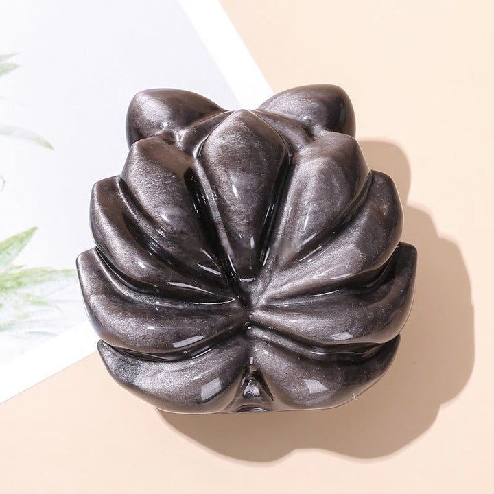 Buddha Stones in argento naturale, ossidiana lucida, protezione della volpe a nove code, decorazione per la casa - image 2