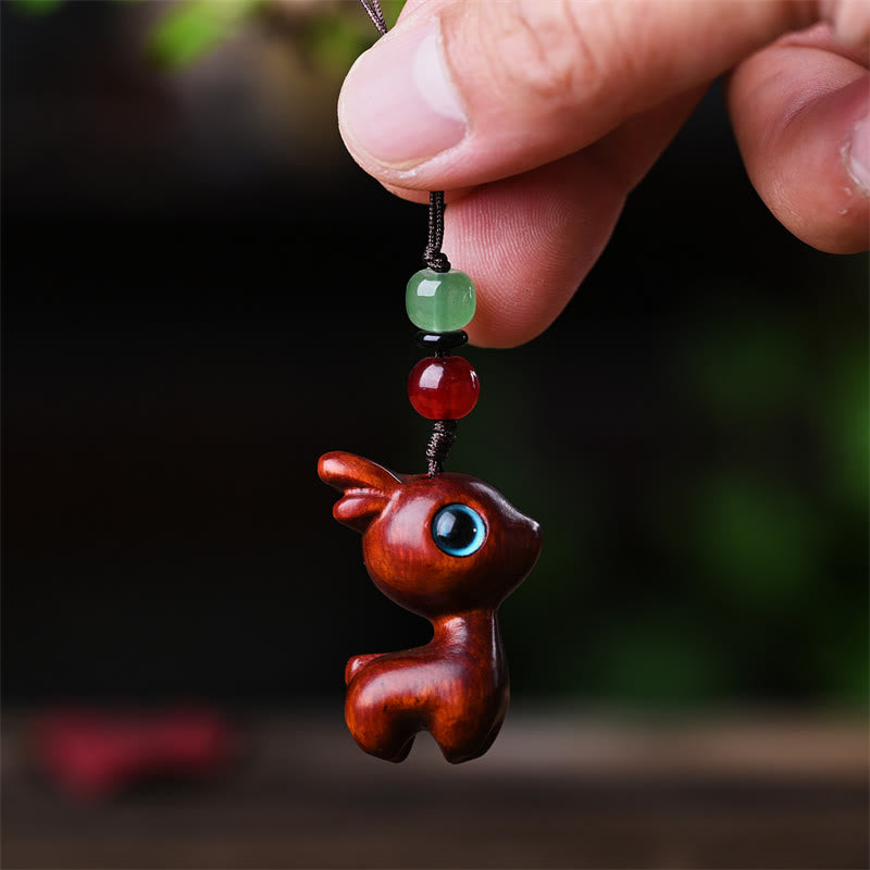 Buddha Stones Piccola foglia Sandalo rosso Legno di ebano Sandalo Sandalo verde Mini gatto fortunato Cervo Telefono lenitivo Decorazione appesa - image 26