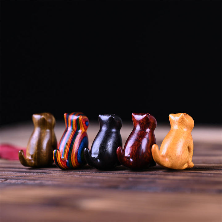 Buddha Stones Piccola foglia Sandalo rosso Legno di ebano Sandalo Sandalo verde Mini gatto fortunato Cervo Telefono lenitivo Decorazione appesa - image 4