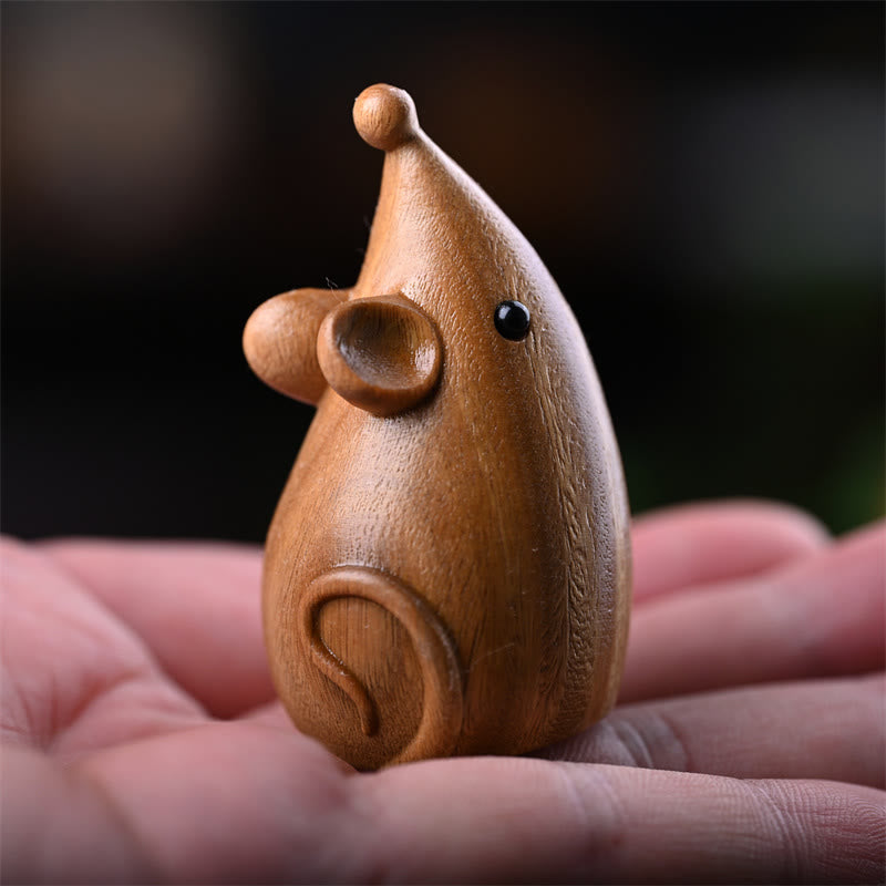 Buddha Stones Piccolo Gatto Topo Sandalo Verde Palissandro Rosso Africano Pace Decorazione per la casa - Topo di sandalo verde 5,5*3,1*3 cm - image 14