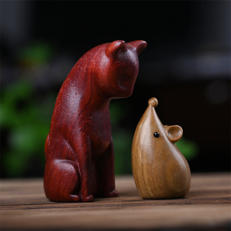 Buddha Stones Piccolo Gatto Topo Sandalo Verde Palissandro Rosso Africano Pace Decorazione per la casa - image 24