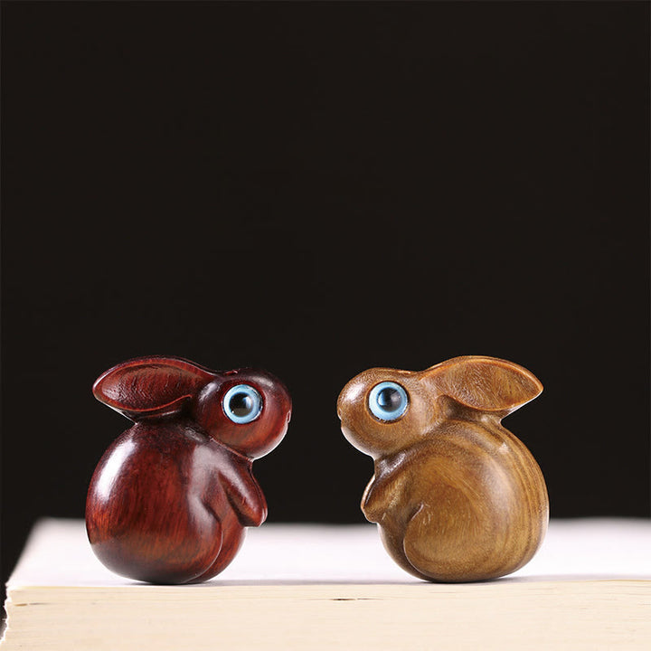 Buddha Stones Piccola foglia Sandalo rosso Sandalo verde Mini coniglio fortunato Decorazione rilassante - image 0
