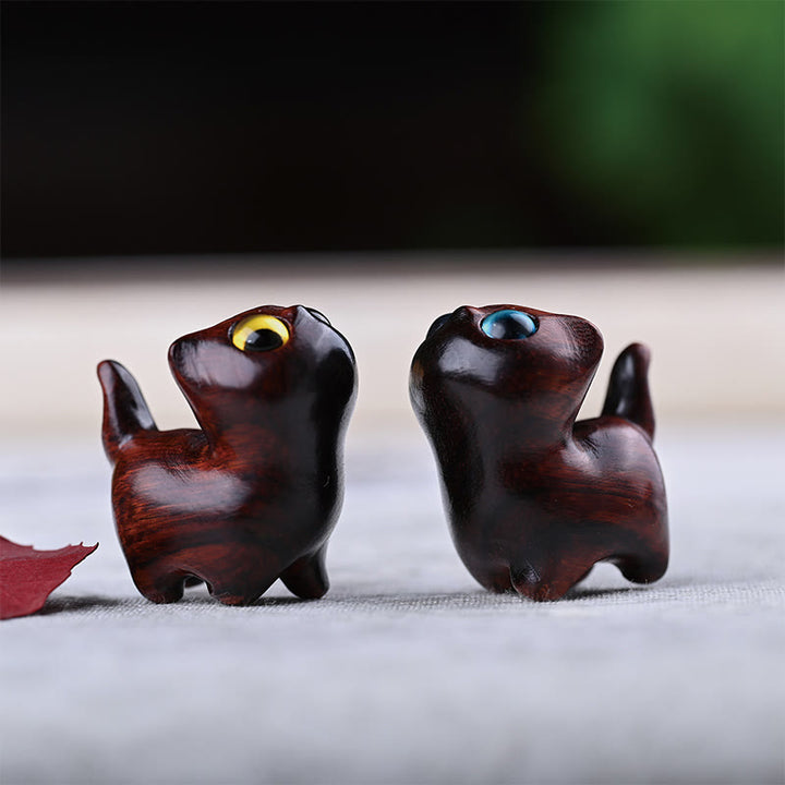 Buddha Stones Sandalo verde Legno di ebano Sandalo Piccola foglia Sandalo rosso Mini gatto fortunato Decorazione della pace - 2 pezzi di gatti di sandalo rosso a foglia piccola - image 37