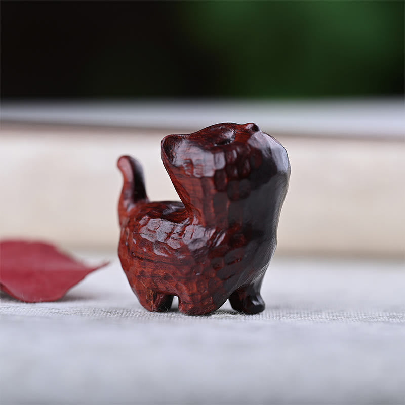 Buddha Stones Sandalo verde Legno di ebano Sandalo Piccola foglia Sandalo rosso Mini gatto fortunato Decorazione della pace - Gatto di sandalo rosso a foglia piccola - image 23