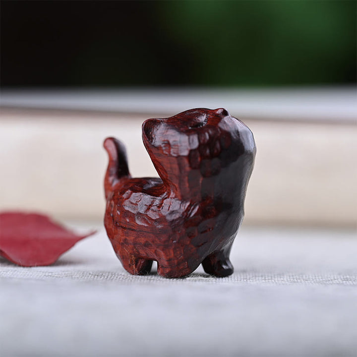 Buddha Stones Sandalo verde Legno di ebano Sandalo Piccola foglia Sandalo rosso Mini gatto fortunato Decorazione della pace - Gatto di sandalo rosso a foglia piccola - image 23