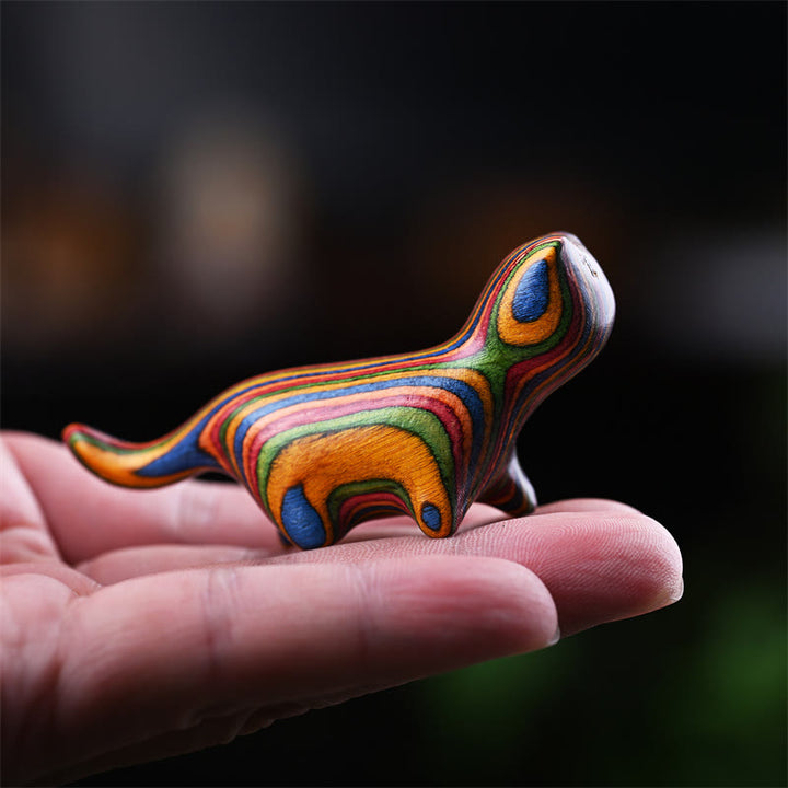 Buddha Stones Sandalo verde Foglia piccola Sandalo rosso Legno di ebano Legno arcobaleno Mini gatto che cammina fortunato Decorazione positiva - Gatto di legno arcobaleno 7,3*2*3,3 cm - image 15