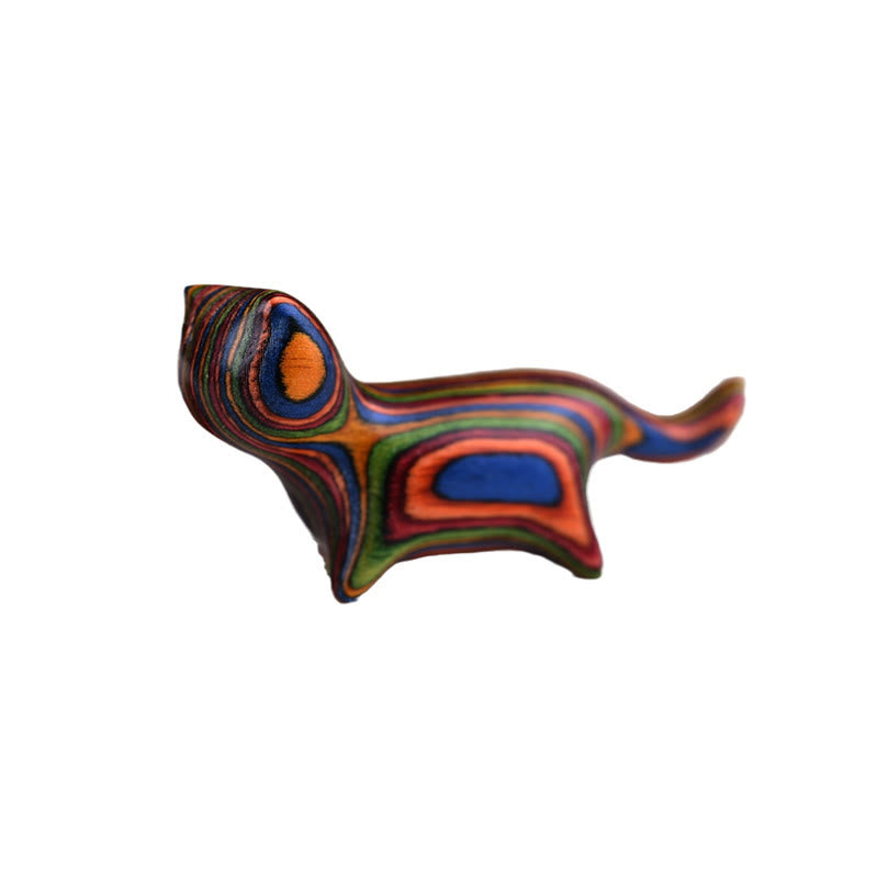 Buddha Stones Sandalo verde Foglia piccola Sandalo rosso Legno di ebano Legno arcobaleno Mini gatto che cammina fortunato Decorazione positiva - image 18