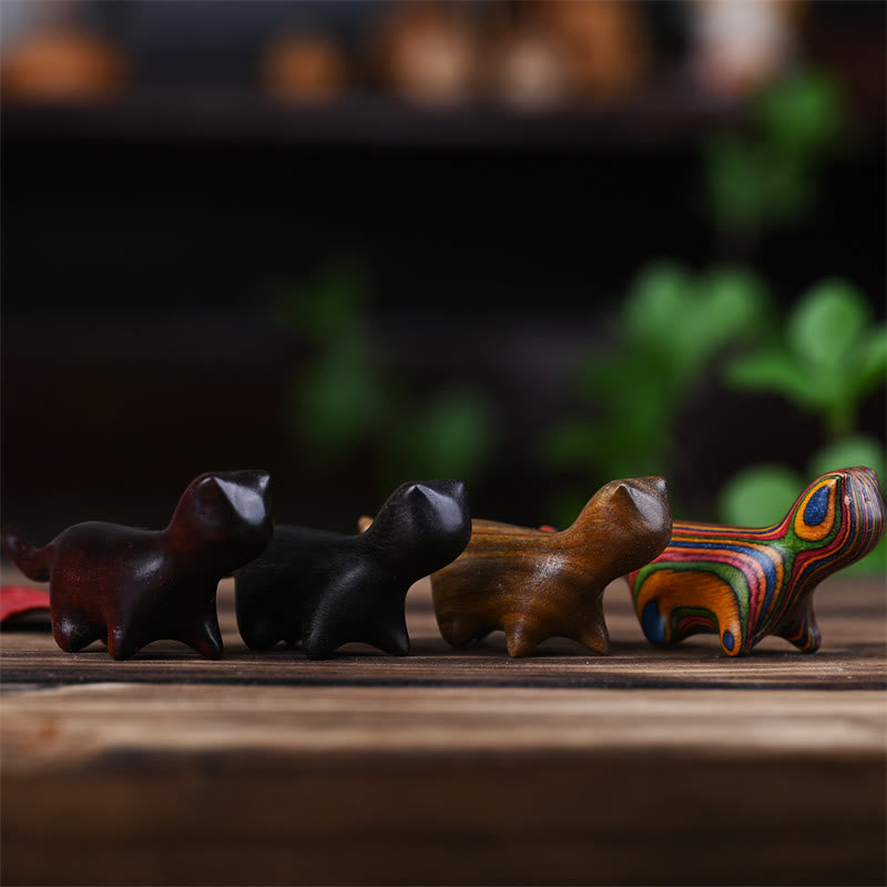 Buddha Stones Sandalo verde Foglia piccola Sandalo rosso Legno di ebano Legno arcobaleno Mini gatto che cammina fortunato Decorazione positiva - image 19