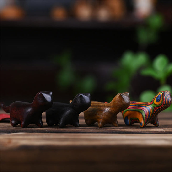 Buddha Stones Sandalo verde Foglia piccola Sandalo rosso Legno di ebano Legno arcobaleno Mini gatto che cammina fortunato Decorazione positiva - image 19