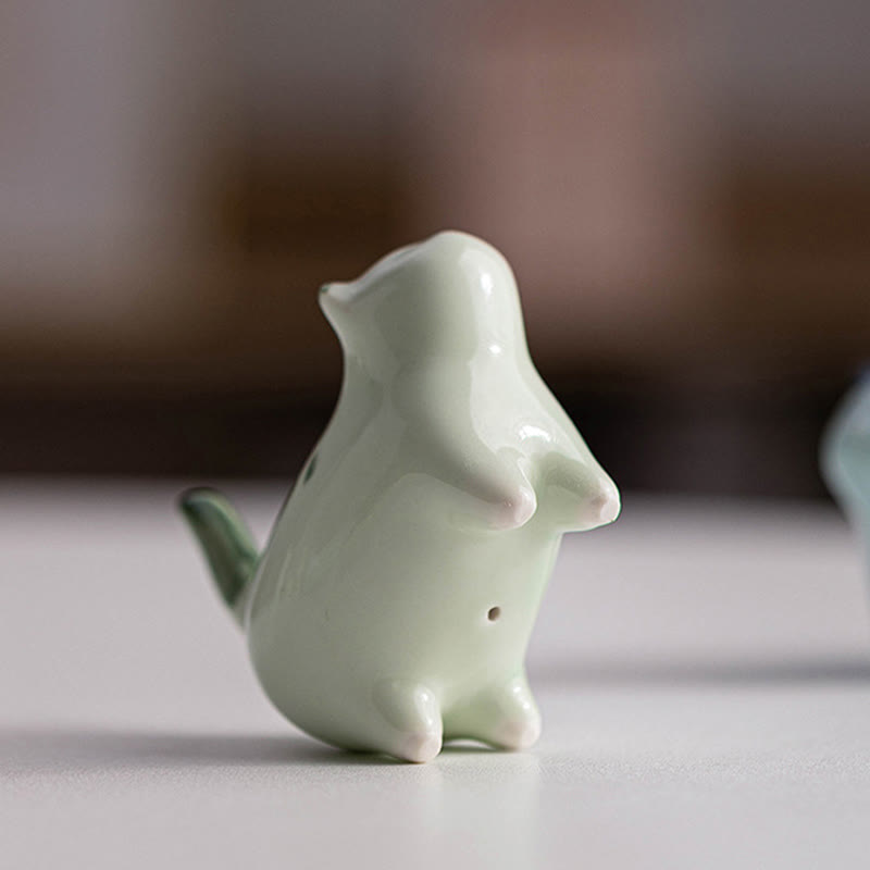 Buddha Stones Mini Lucky Cute Spotted Standing Cat Sleeping Kitten Ceramic Figurina Decorazione - image 4