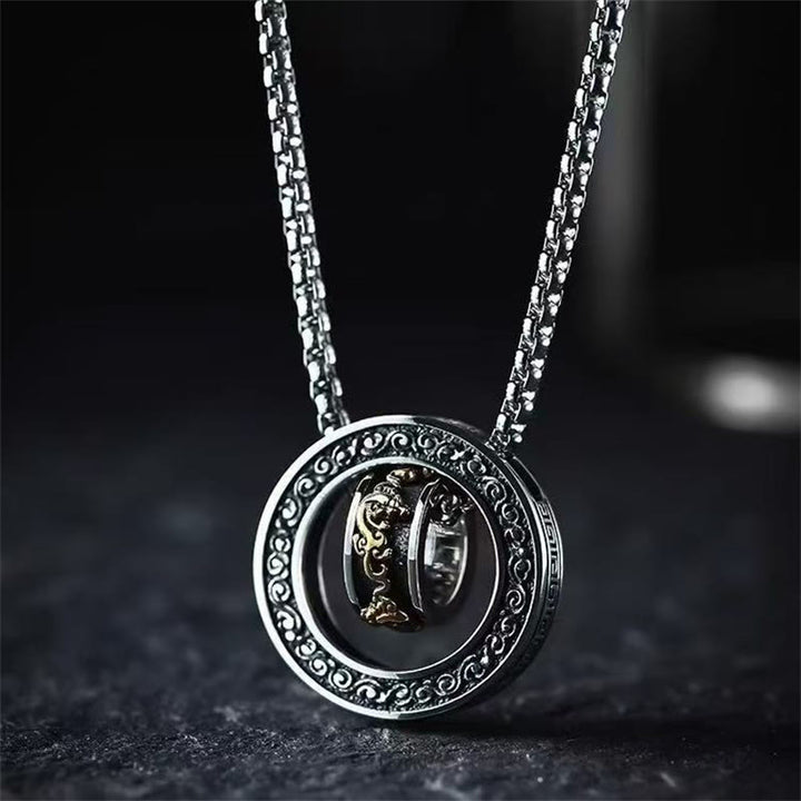 Collana con ciondolo girevole con fibbia della pace PiXiu, anello doppio Buddha Stones - PiXiu - image 1