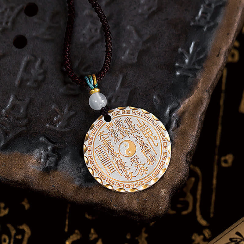Buddha Stones Fantasmi di montagna Spendere soldi Yin Yang Bagua Design Collana pendente in rame Armonia - image 2