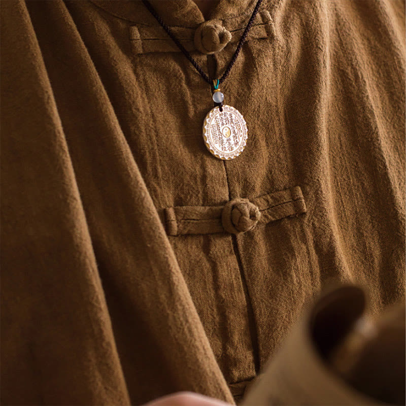 Buddha Stones Fantasmi di montagna Spendere soldi Yin Yang Bagua Design Collana pendente in rame Armonia - image 11