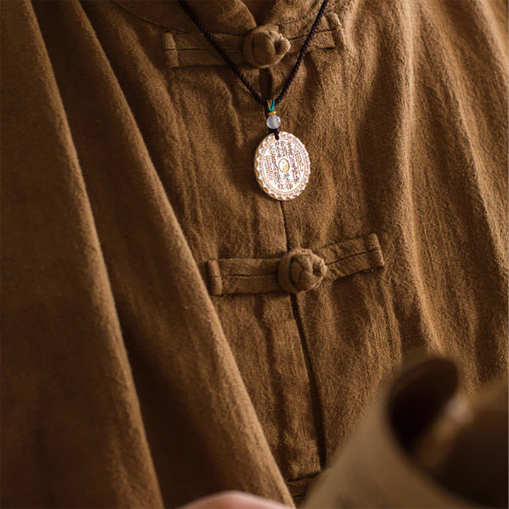 Buddha Stones Fantasmi di montagna Spendere soldi Yin Yang Bagua Design Collana pendente in rame Armonia - image 11