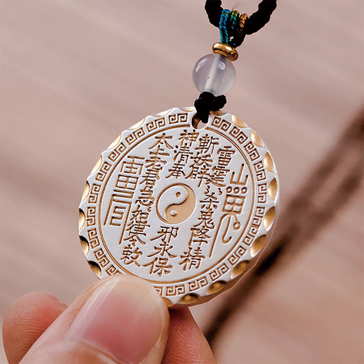 Buddha Stones Fantasmi di montagna Spendere soldi Yin Yang Bagua Design Collana pendente in rame Armonia - image 4