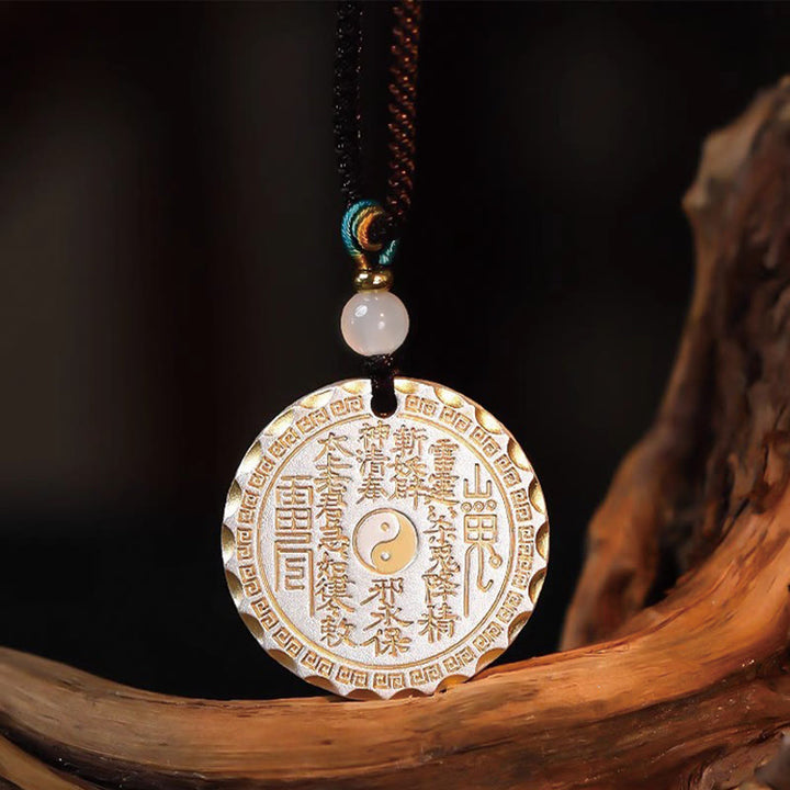 Buddha Stones Fantasmi di montagna Spendere soldi Yin Yang Bagua Design Collana pendente in rame Armonia - image 3