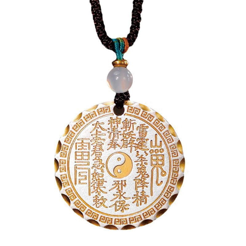 Buddha Stones Fantasmi di montagna Spendere soldi Yin Yang Bagua Design Collana pendente in rame Armonia - image 14