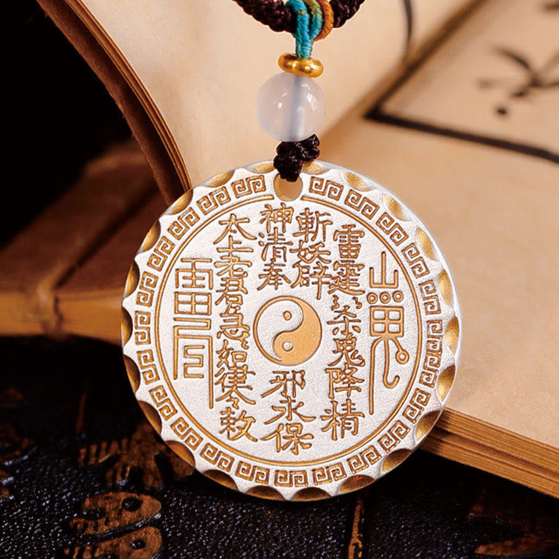 Buddha Stones Fantasmi di montagna Spendere soldi Yin Yang Bagua Design Collana pendente in rame Armonia - image 9