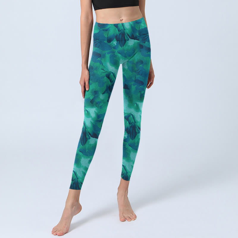 Leggings da palestra con stampa floreale Buddha Stones , pantaloni da yoga da donna