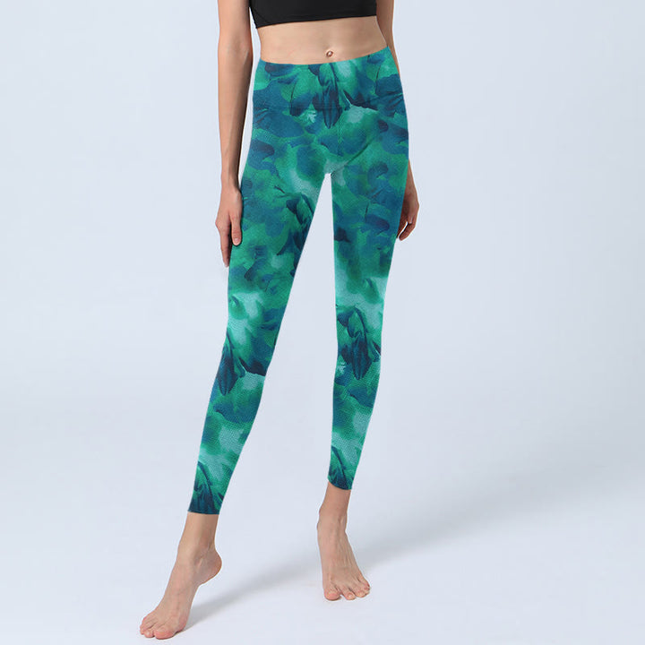 Leggings da palestra con stampa floreale Buddha Stones , pantaloni da yoga da donna