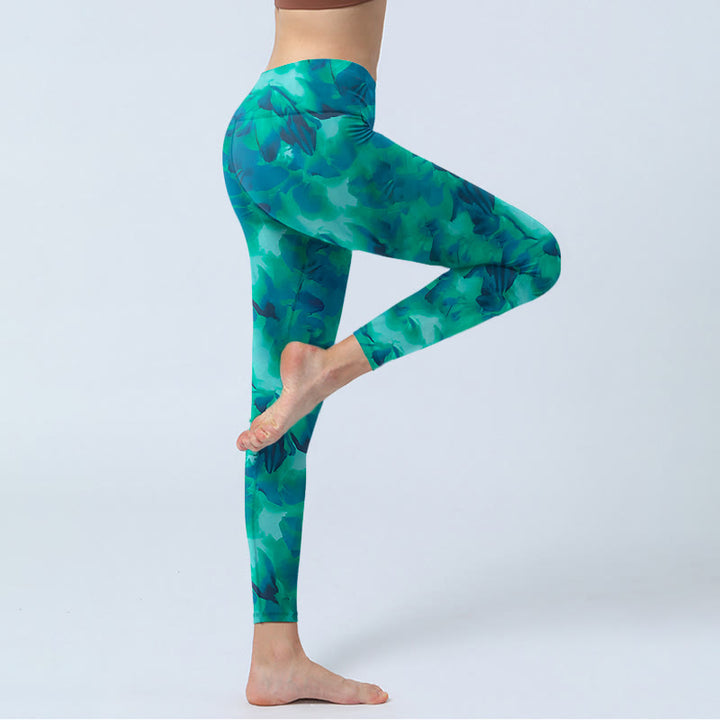 Leggings da palestra con stampa floreale Buddha Stones , pantaloni da yoga da donna - image 4