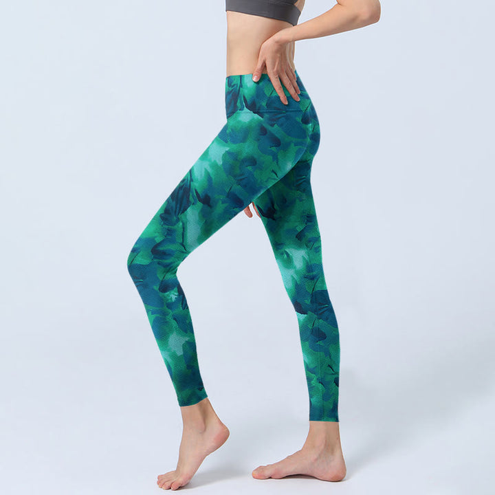 Leggings da palestra con stampa floreale Buddha Stones , pantaloni da yoga da donna