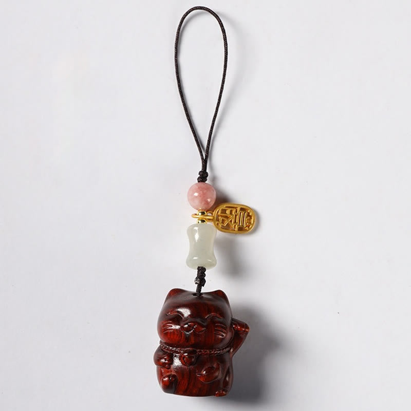 Buddha Stones Piccola foglia Sandalo rosso Sandalo verde Sandalo Gatto fortunato Protezione Portachiavi Telefono Appeso Decorazione - Sandalo rosso a foglia piccola - Decorazione da appendere al telefono - image 10