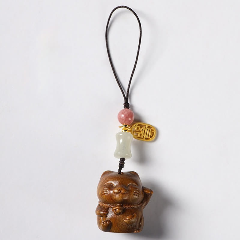 Buddha Stones Piccola foglia Sandalo rosso Sandalo verde Sandalo Gatto fortunato Protezione Portachiavi Telefono Appeso Decorazione - Sandalo verde - Decorazione da appendere al telefono - image 14