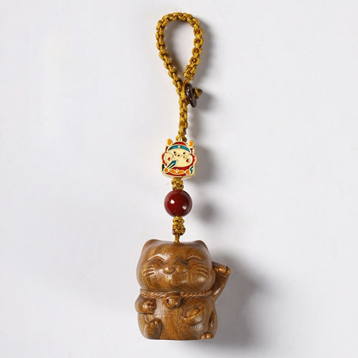 Buddha Stones Piccola foglia Sandalo rosso Sandalo verde Sandalo Gatto fortunato Protezione Portachiavi Telefono Appeso Decorazione - Sandalo verde - Portachiavi - image 13