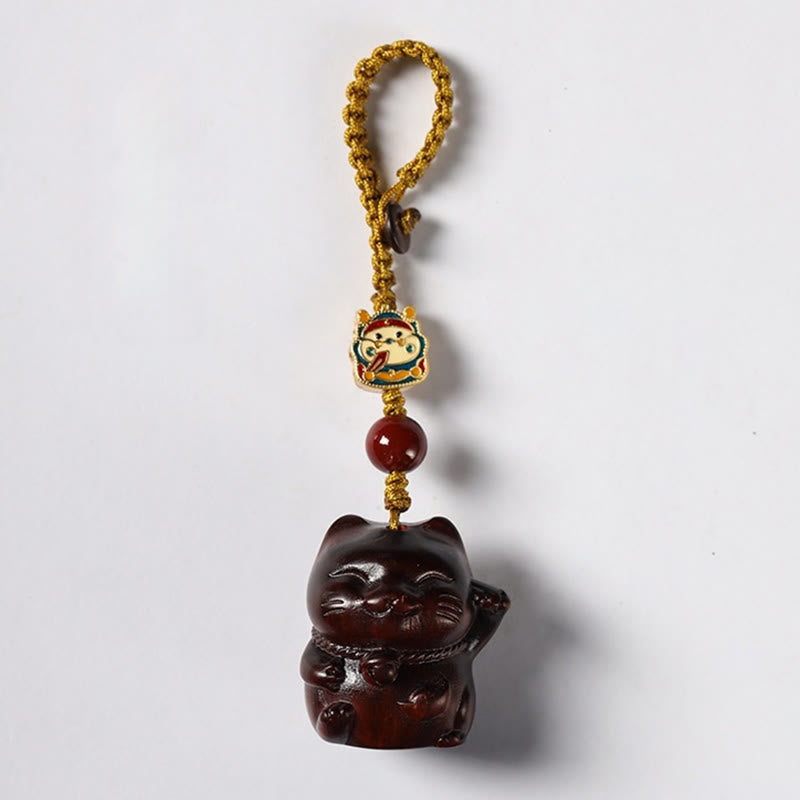 Buddha Stones Piccola foglia Sandalo rosso Sandalo verde Sandalo Gatto fortunato Protezione Portachiavi Telefono Appeso Decorazione - image 3