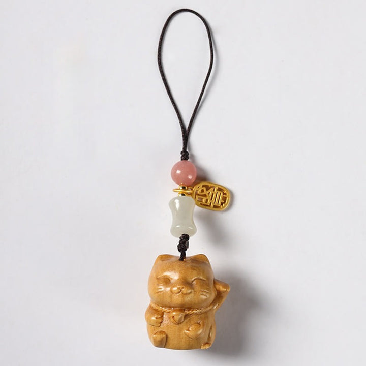 Buddha Stones Piccola foglia Sandalo rosso Sandalo verde Sandalo Gatto fortunato Protezione Portachiavi Telefono Appeso Decorazione - Sandalo - Decorazione da appendere al telefono - image 19
