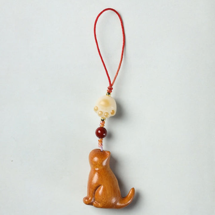 Buddha Stones Piccola foglia Sandalo rosso Sandalo verde Sandalo seduto Gatto lenitivo Telefono Decorazione appesa - Sandalo - image 14