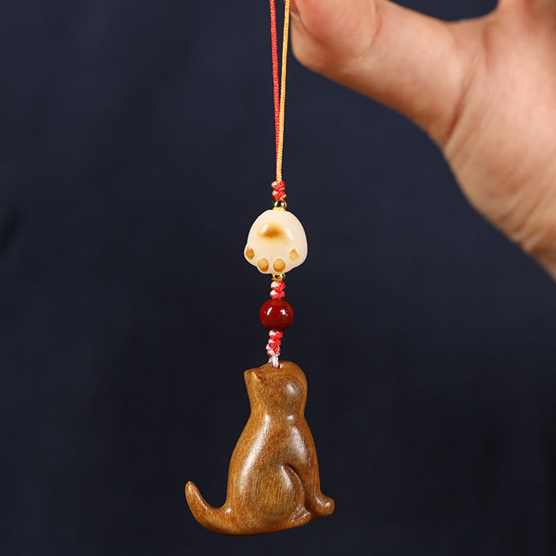 Buddha Stones Piccola foglia Sandalo rosso Sandalo verde Sandalo seduto Gatto lenitivo Telefono Decorazione appesa - image 11