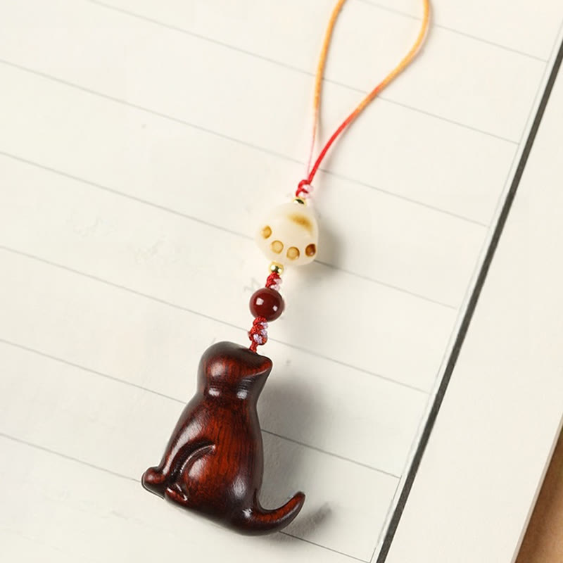 Buddha Stones Piccola foglia Sandalo rosso Sandalo verde Sandalo seduto Gatto lenitivo Telefono Decorazione appesa - image 7