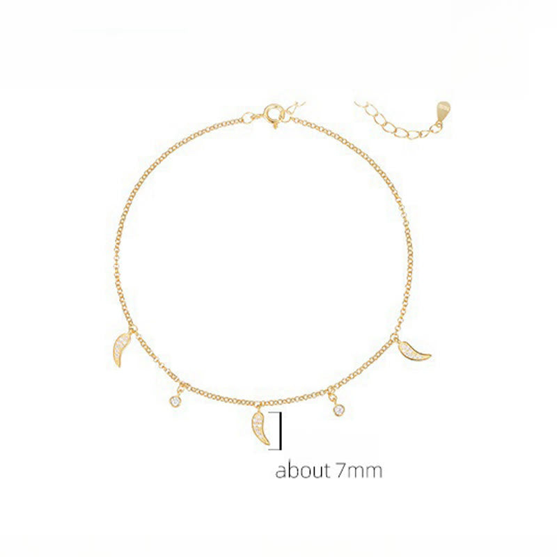 Buddha Stones 925 Sterling Silver Zircone Piccolo Pepe Ciondolo Protezione Cavigliera - image 8