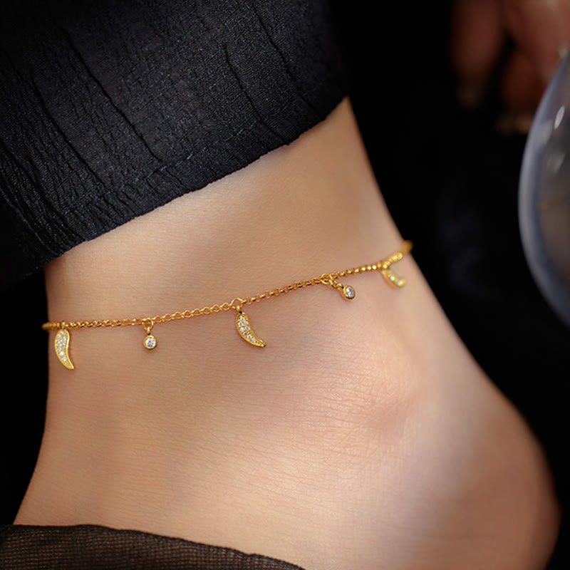 Buddha Stones 925 Sterling Silver Zircone Piccolo Pepe Ciondolo Protezione Cavigliera - image 3